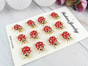 Брожка Божа корівка велика 2.3 см у стразах 12 шт/уп.