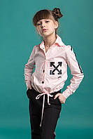 Блузка модная для девочек Off-White ТМ Madlen Размеры 134-164