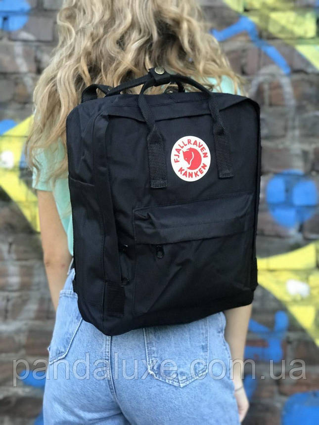 Рюкзак стильний канкен Fjallraven Kanken Classic 16л чорний, фото 1