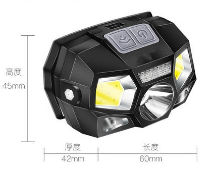 Налобний ліхтар GY66LED з датчиком руху, фото 1