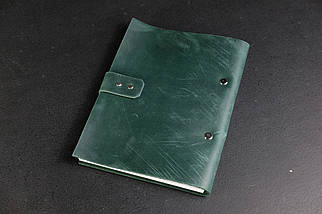 Блокнот в шкіряній обкладинці формату А5, натуральна Вінтажна шкіра, колір Зелений, фото 2