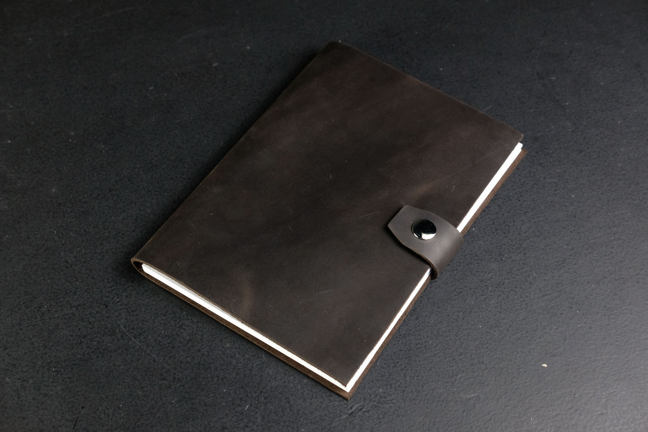 Блокнот в шкіряній обкладинці формату А5 з натуральної шкіри колір Шоколад