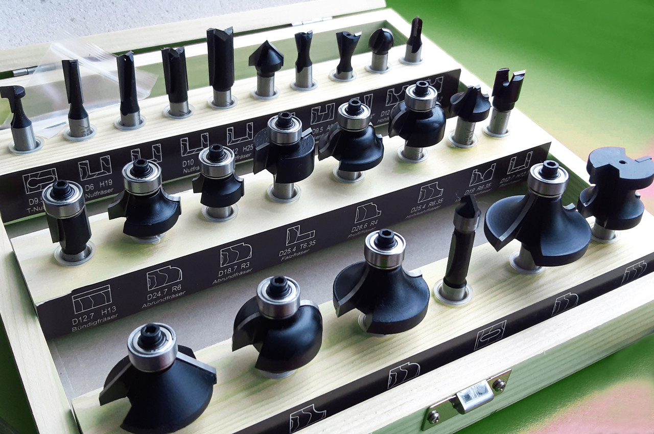 Набір кінцевих фрез Stehle по дереву для ручного фрезера, 24 шт.