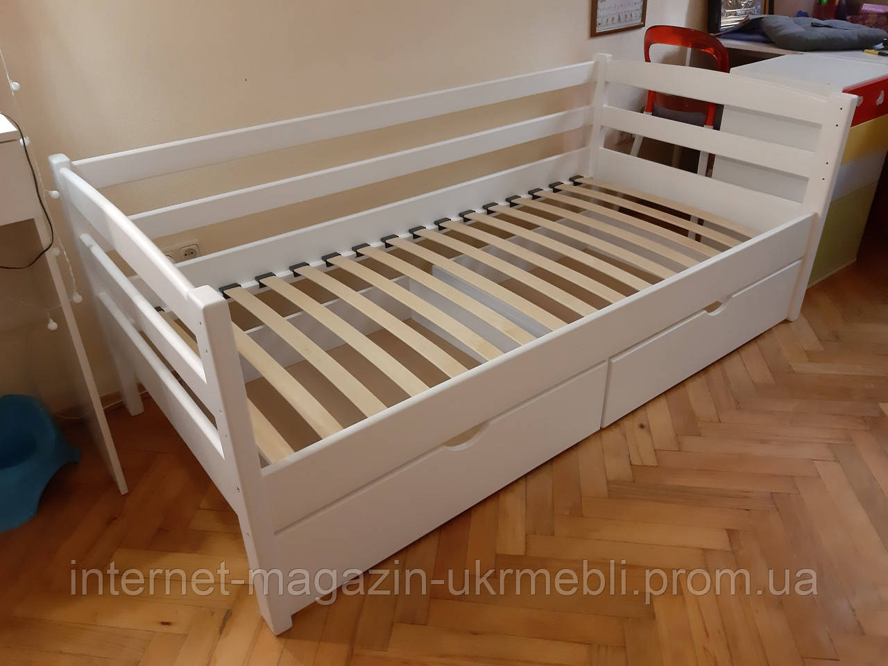Ліжко дитяче підліткове полуторне Ліза з натурального дерева, ліжко, кушетка, нота