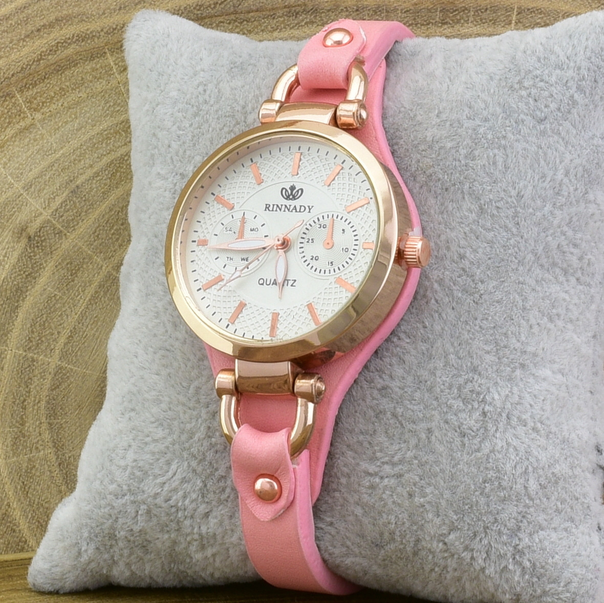 Годинник G085расп плями діаметр циферблата 3.2 см довжина ремінця 16-20 см рожевий колір позолота РО, фото 1