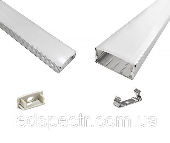 Профіль алюмінієвий ПФ25 24х10 (комплект профіль +лінза), 2 м, фото 1