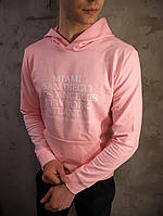 Худи мужское толстовка свитшот с капюшоном весенний осенний розовая