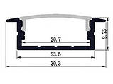 Профіль алюмінієвий врізний ПФ26 30х10 (комплект профіль +лінза), 2 м, фото 2