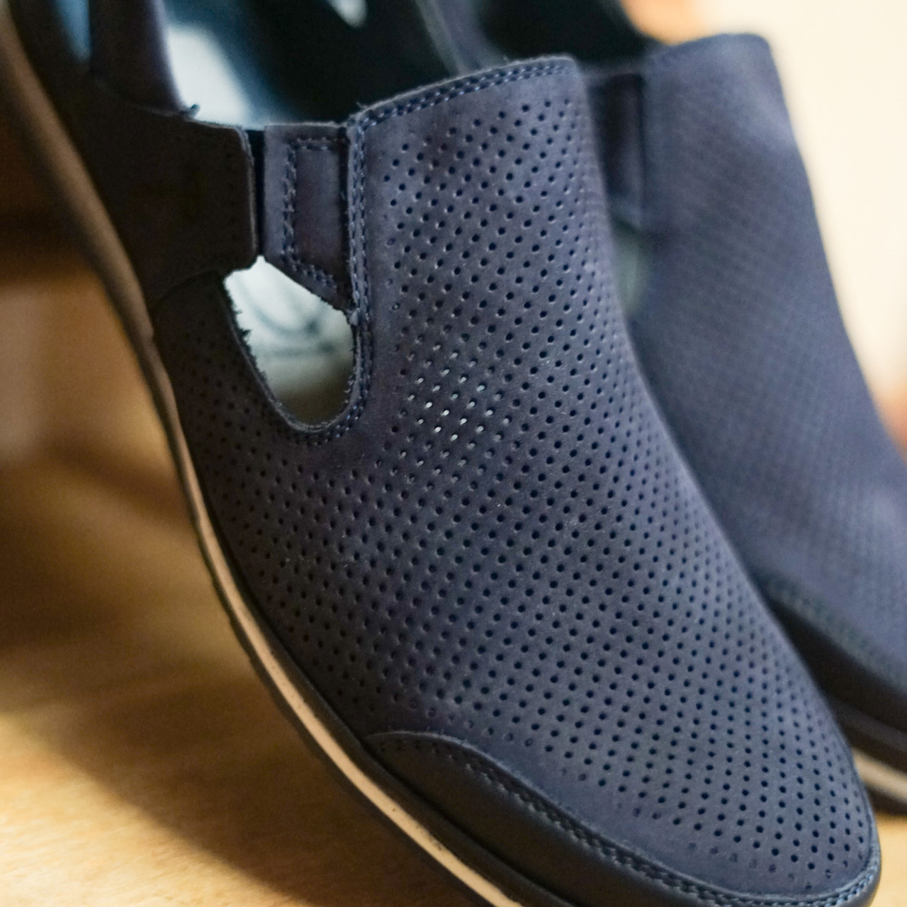 Сині чоловічі мокасини з нубуку - 41 розмір на стопу 27,2 см, фото 1