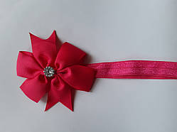 Дитяча пов'язка малинова - окружність 36-58см, бант 8см