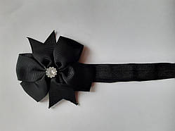 Дитяча чорна пов'язка - окружність 36-58см, бант 8см