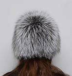 Жіноча зимова хутряна шапка - перука "Снопик" з хутра чорнобурки, фото 8
