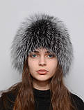 Жіноча зимова хутряна шапка - перука "Снопик" з хутра чорнобурки, фото 6