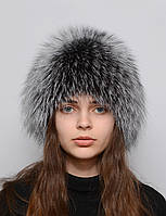 Женская зимняя меховая шапка парик "Снопик" из меха чернобурки