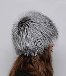 Жіноча зимова хутряна шапка - перука "Снопик" з хутра чорнобурки, фото 7