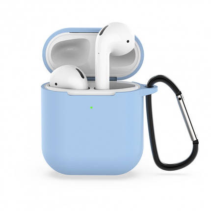 Чохол кейс для навушників Apple AirPods 2 і 1 + карабін Alitek Light Blue, фото 2