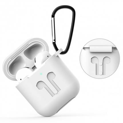 Чохол із карабіном для навушників Apple AirPods 2 і 1 Alitek Білий, фото 2