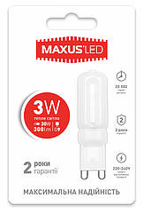 Світлодіодна лампа LED G9 MAXUS 3 W Тепле світло 3000 K 220 V (1-LED-203)