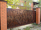 Ковані ворота з профнастилом та кованими елементами, фото 2