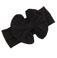 Широка дитяча чорна пов'язка - ширина гумки 5см, окружність 40-54см, квітка 12см