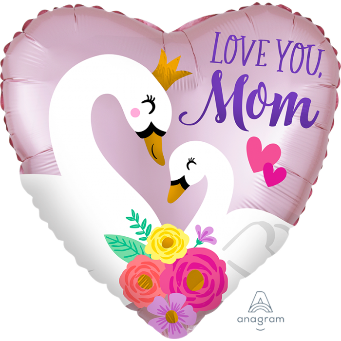 A 18" Любов мама лебеді Satin Love Mom Swans — В УП 14 лютого
