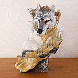 Подарунковий набір "Вовк" скляний графін і 6 стопок на підставці з полістоуну, фото 6