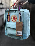 Рюкзак Fjallraven Kanken Sky blue Rainbow mini 7L Канкен міні 7 л блакитний з райдужними ручками, фото 5