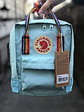 Рюкзак Fjallraven Kanken Sky blue Rainbow mini 7L Канкен міні 7 л блакитний з райдужними ручками, фото 6