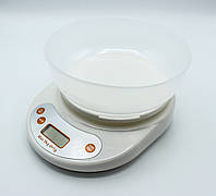 Весы кухонные на 10 кг с чашей Electronic KE-2 белые (t245)