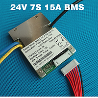 Плата защиты BMS 7S 15A 24V с защитой и балансировкой Li-ion 18650 (Контроллер заряда/разряда)