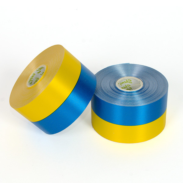 Стрічка жовто-синя,5см/50 м поліестер, фото 1