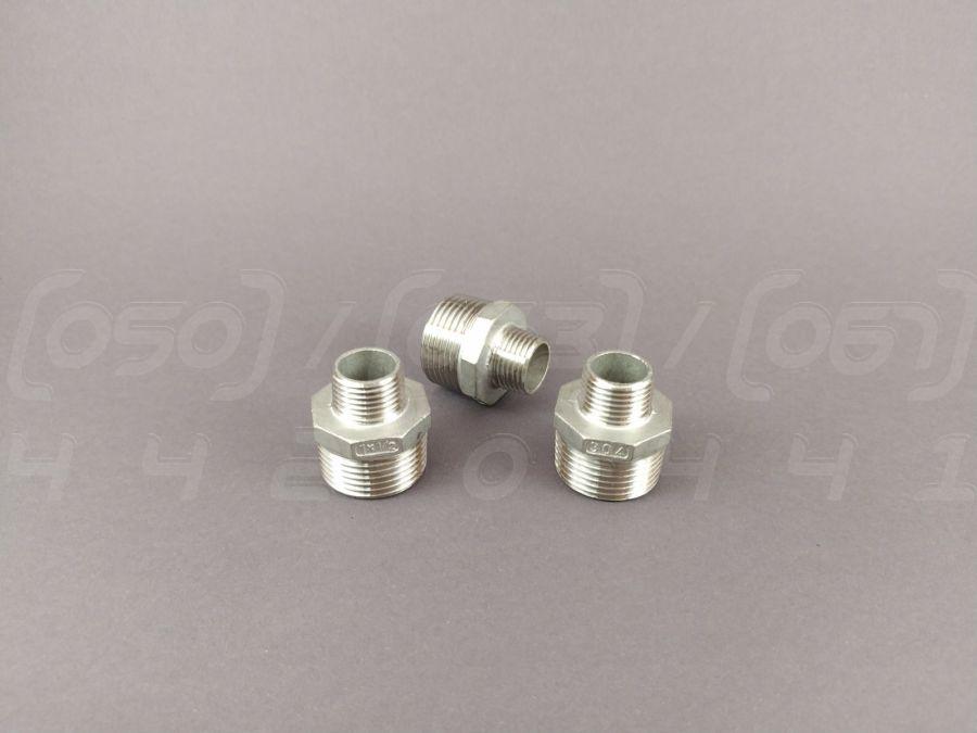 Ніпель перехідний різьбовий DN25x15 (1"x1/2") нержавіючий, н/ж сталь AISI 304, з шестигранником, Class 150
