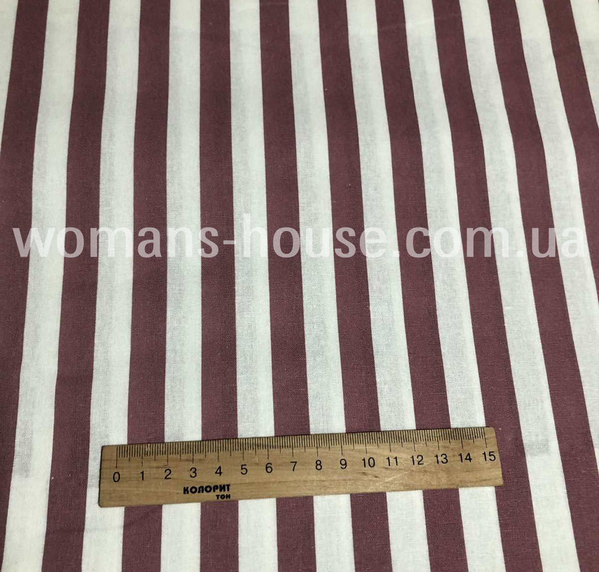 Ткань Лён натуральный (Льняная ткань) полоска 15 мм Пудра с белым - фото 2 - id-p1132233971
