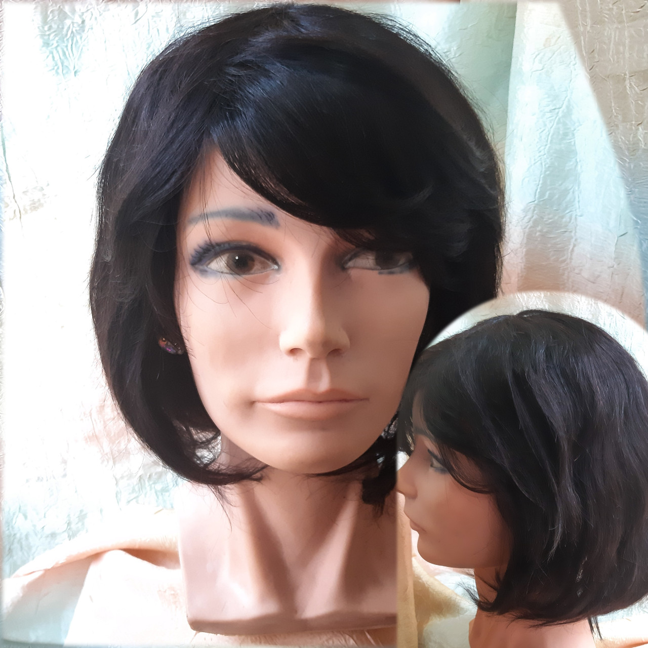 Перуки з натуральних волосся каскад-каре чорний кава TRINA 10" - 1В, фото 1