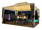 Садовий павільйон-слузінка RATTAN 3x4 Чорно-бежевий з Діодовим освітленням, фото 2