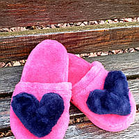 Капці малинові із серцями (36-41р) 36/37