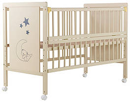 Ліжко Babyroom Ведмежа, відкидний бік, колеса DMOS-01 бук слонова кістка