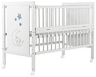 Кровать Babyroom Медвежонок, откидной бок, колеса DMOW-01 бук белый