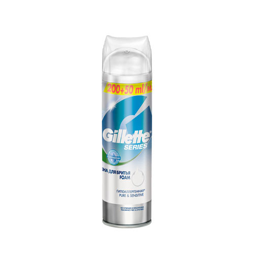 Gillette Series pure & sensitive «Гіпоалергенна» Піна для гоління 250 мл