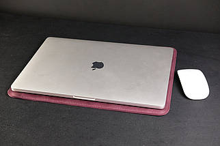 Шкіряний чохол для MacBook Дизайн №1, натуральна Вінтажна шкіра, колір Бордо, фото 6