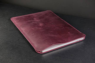 Шкіряний чохол для MacBook Дизайн №1, натуральна Вінтажна шкіра, колір Бордо, фото 3