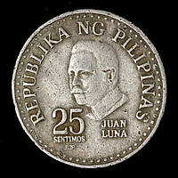 Монета Филиппин 25 сентимо 1982 г. «Хуан Луна-и-Новисио филиппинский художник, революционер»