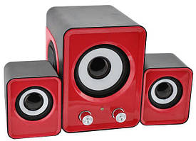 Колонки для ПК комп'ютерні колонки 2.1 Mini IS-12 Red
