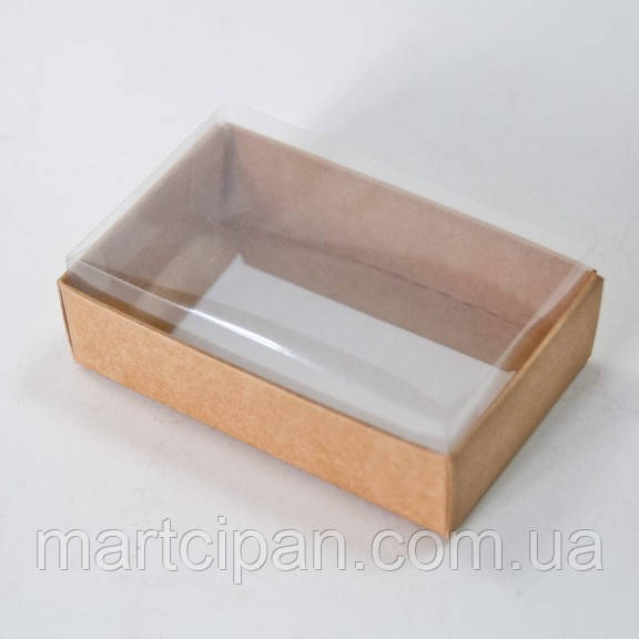 Коробка для цукерок з прозорою кришкою крафт