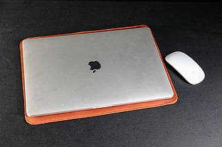 Шкіряний чохол для MacBook Дизайн №1, натуральна Вінтажна шкіра, колір коричневий, відтінок Коньяк, фото 6