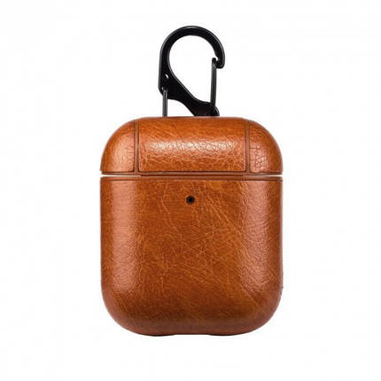 Чохол кейс для навушників Apple AirPods 2 і 1 Alitek Luxury PU Light Brown + карабін, фото 2