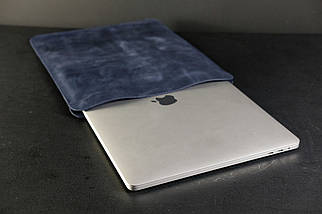 Чохол для MacBook Дизайн №1 з натуральної шкіри колір Синій, фото 3