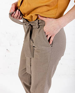Штани жіночі №384М льон коричневі. Оптом
