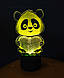3d-світильник Панда з серцем, 3д-нічник, кілька підсвічувань (батарейка+220В), фото 3