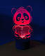 3d-світильник Панда з серцем, 3д-нічник, кілька підсвічувань (батарейка+220В), фото 4